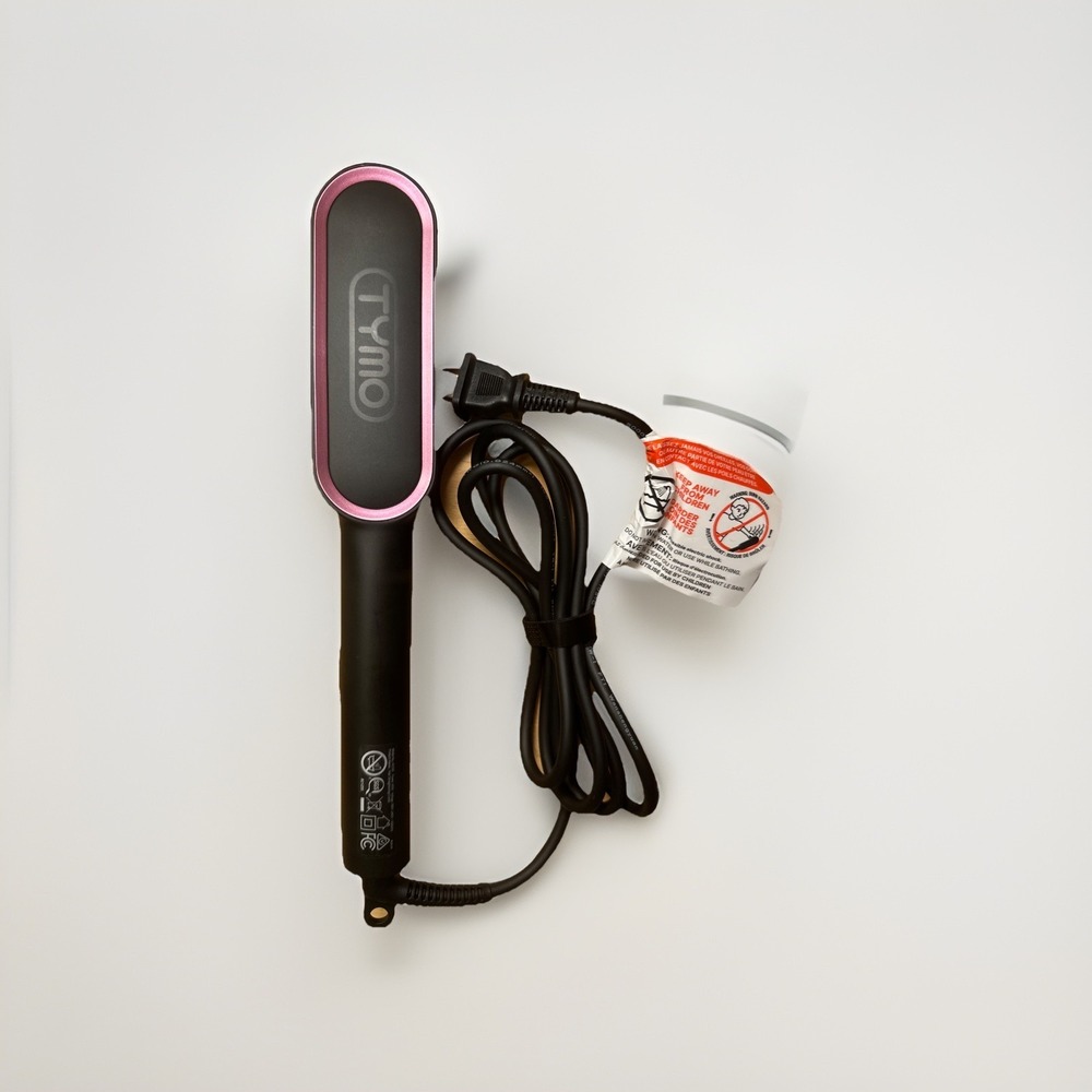 TYMO Ring Hair Straightener Brush Comb Fast Heating Black Pink New No Box Tested